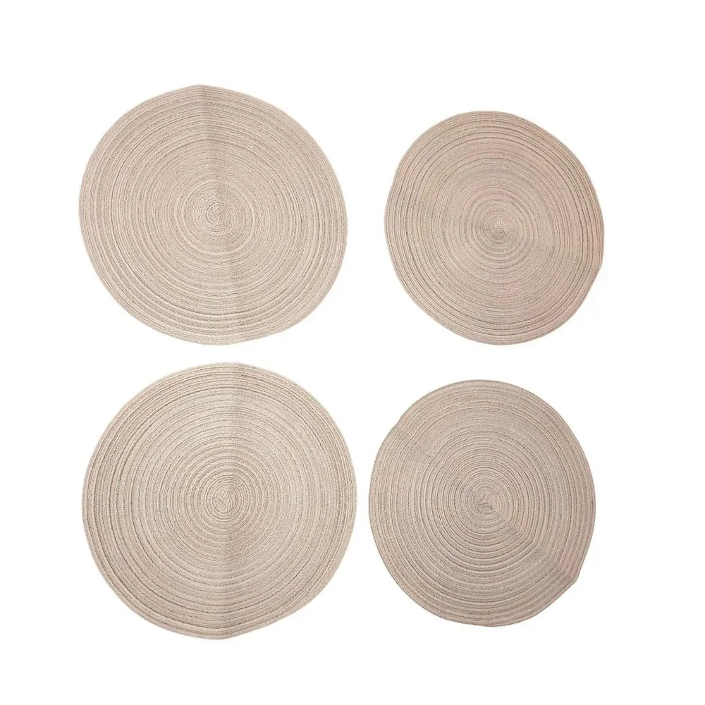 Panda Palm Round Placemats NEW Ivory White Set of 4